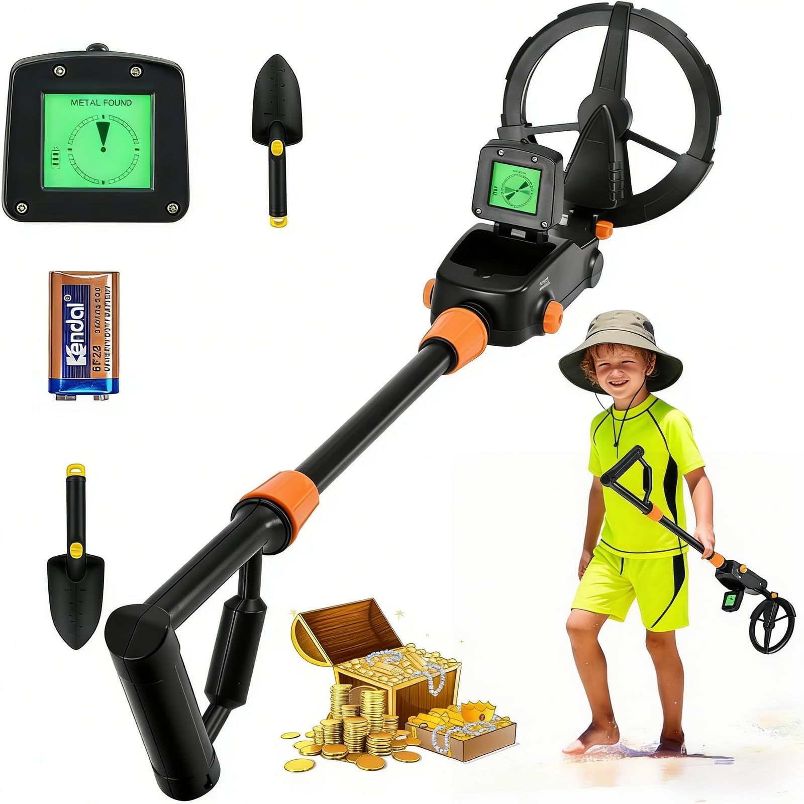 Metal Detector Kids - Kids Metal Detector: Lightweight Metal Detectors with LCD & Sound Indication, High Sensitivity IP68 Waterproof Search Coil for Beginners and Children Treasure Seeking Gold Digger