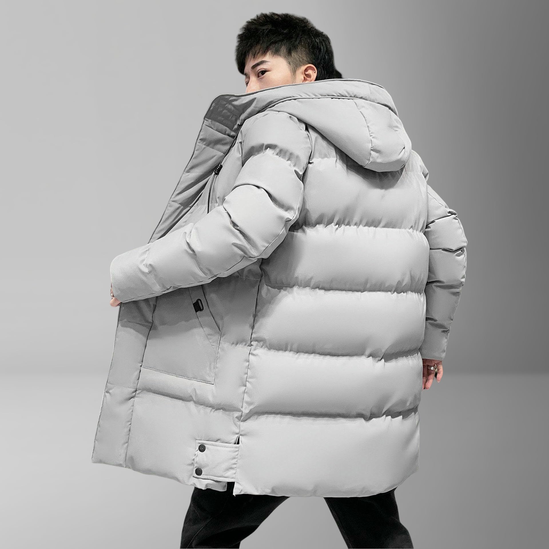 Piumino da uomo autunno inverno alla moda spesso caldo di media lunghezza parka
