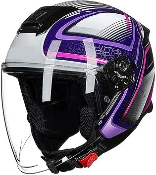 Vintage Style 3/4 Motorcycle Open Face Helmet, DOT Approved Motorbike Half Helmet, Motorbike Crash Helmet with Sun Visor, Motorcycle Jet Helmet for Men and Women Adult 16,M=57-58CM