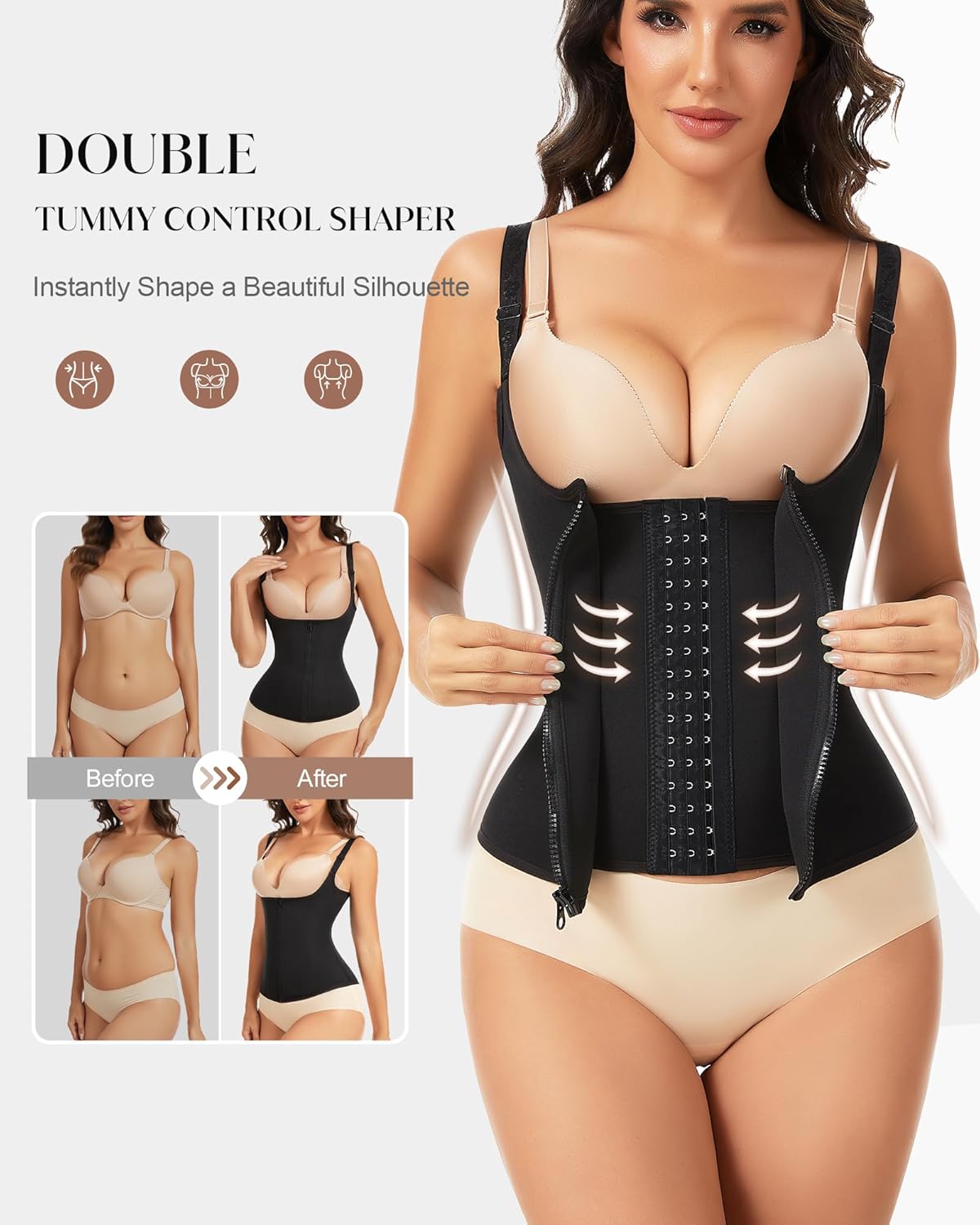 Waist Trainer for Women Corset Tummy Control Shapewear with Zipper Women's Waist Cincher Sport Workout Body Shaper Vest - Image 5