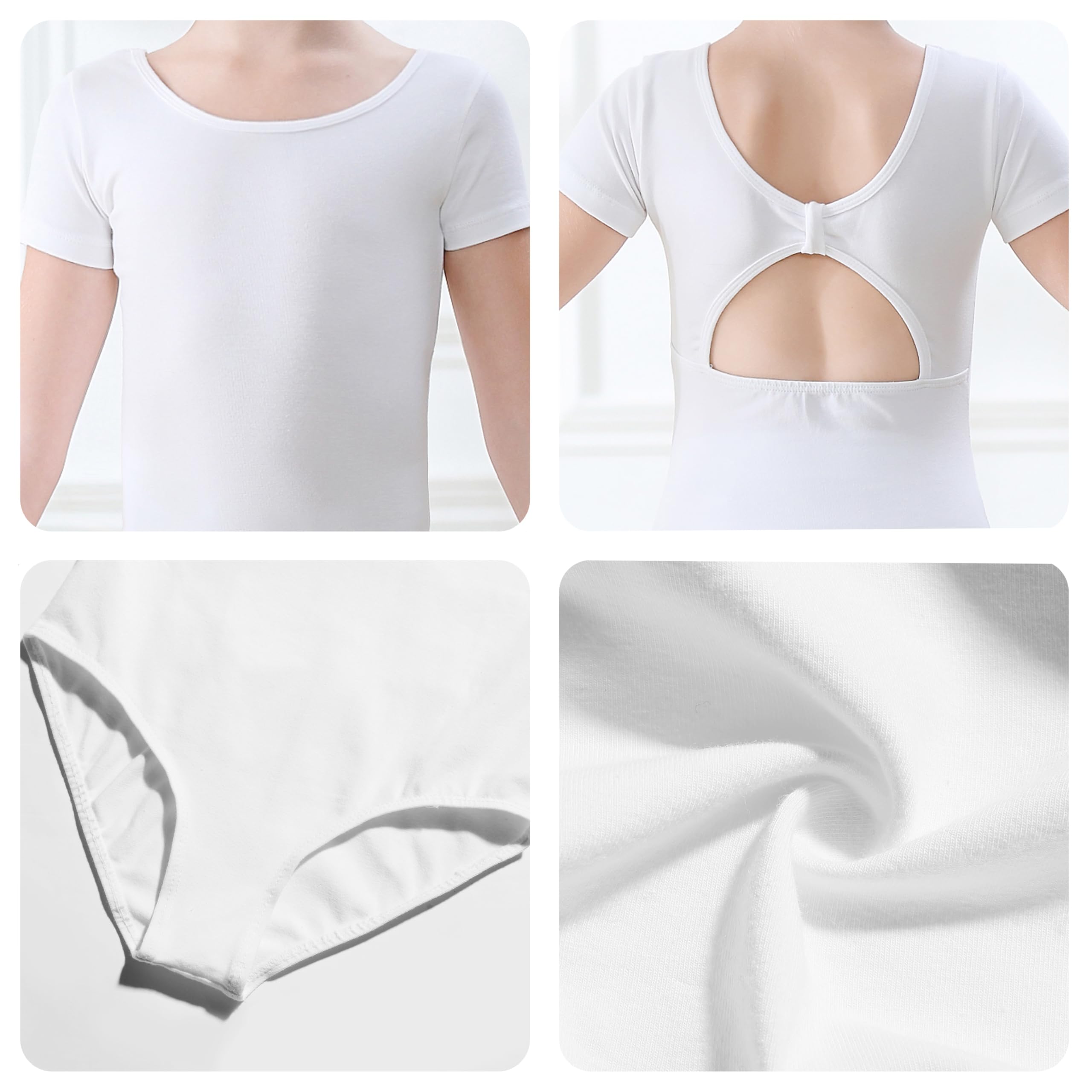Maillot de Ballet Danza para Niña Manga Corta Leotardo de Gimnasia Rítmica