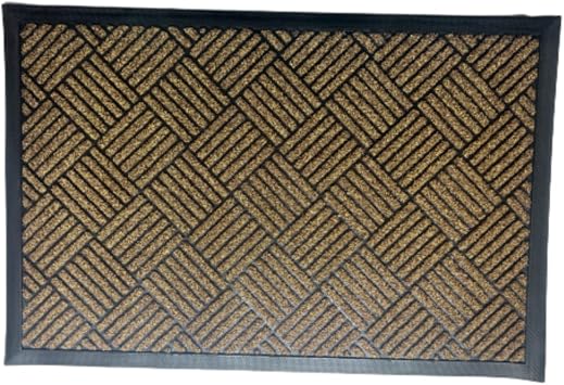 SINOPED Doormat 36" x 24" Extra Durable Door Mat Outdoor Entrance - Muddy Dirt Trapping Outdoor Mats - Low Pile Front Door Mat Outside Entrance 6J6YS-6090-Brown