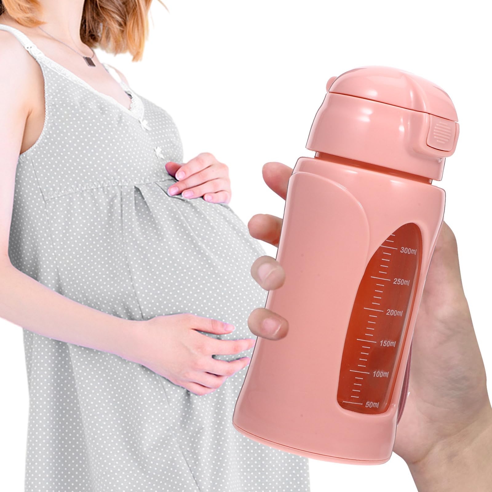 Gourde de Sport en Verre 380 ML Paille Intégrée et Graduation Bouteille D’Eau Multifonction pour Fitness Camping et Activités D’Extérieur Gourde Légère et Portable Rose