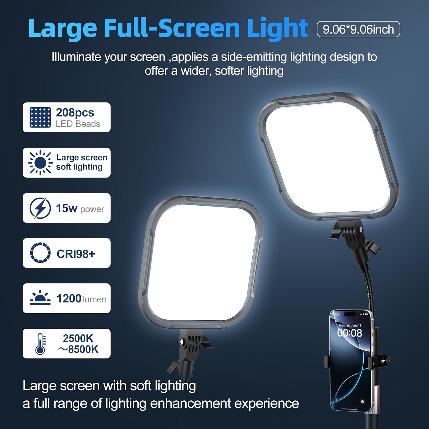 EMART Desktop Gooseneck Video Conference Lighting, Dimmable 2500-8500k