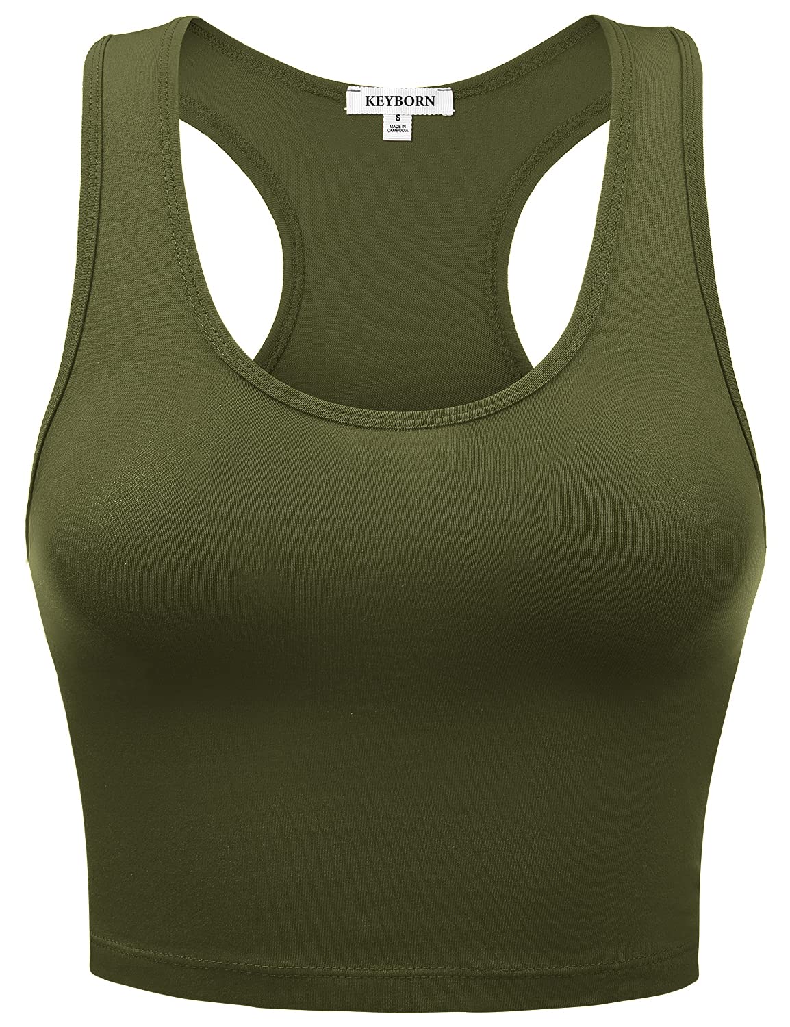 Women's Cotton Scoop Neck Racerback Crop Top - Sleeveless Cabernet Tank (Size M)