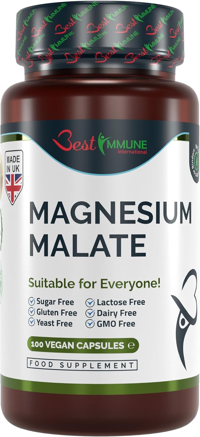 Natural Magnesium Malate 500mg Premium Grade Ideal Strength 100 Vegan