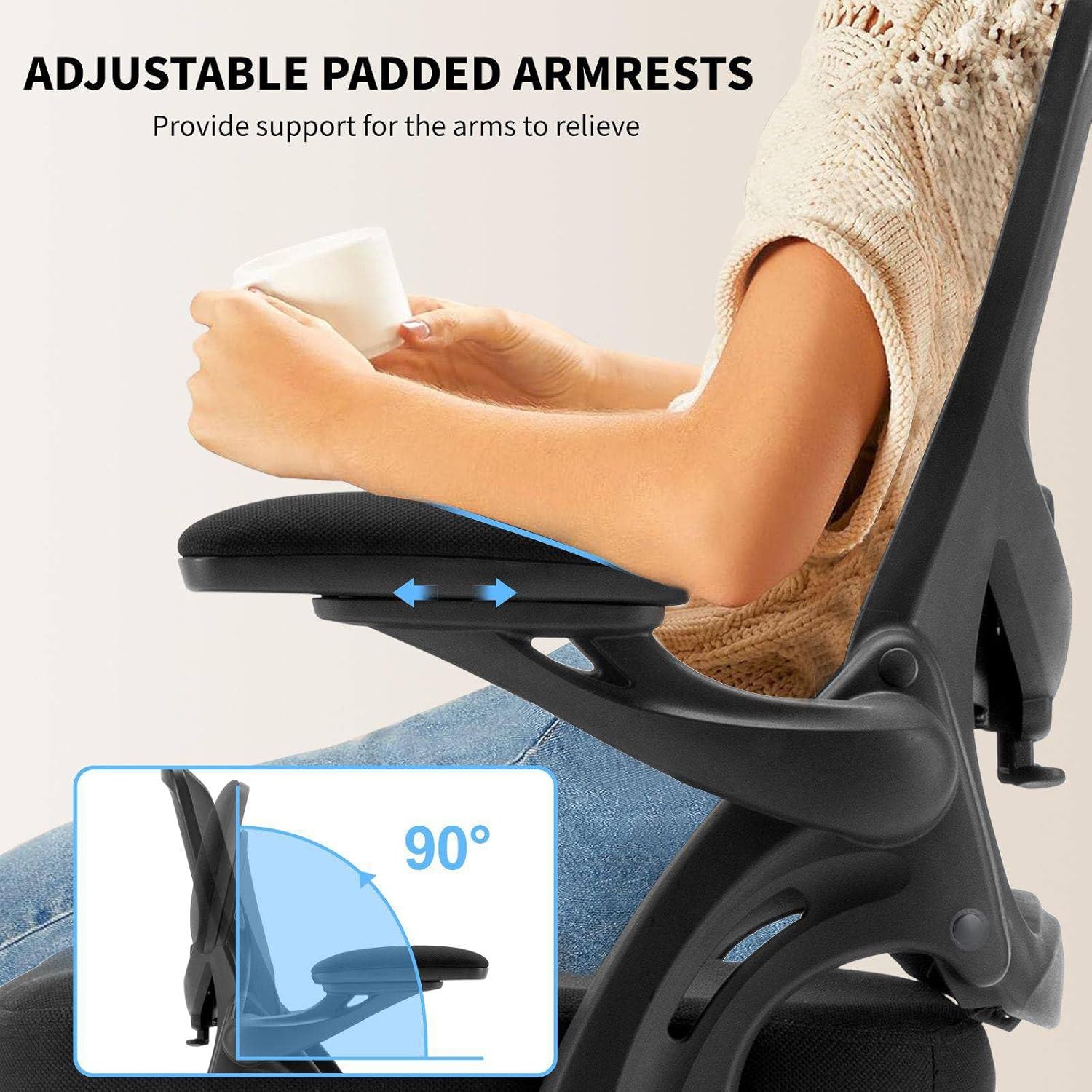 Drafting Chair, Tall Office Chair for Standing Desk, Ergonomic Standing Desk Chair with Flip-up Armrests, Counter Height Office Chair with Footrest and Adjustable Lumbar Support