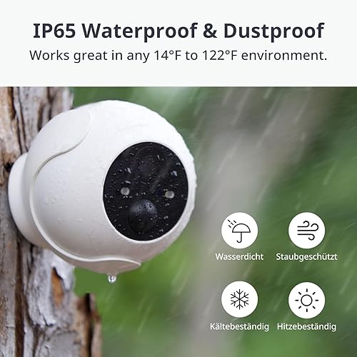 Miniatura 9 de SwitchBot Cámara de seguridad inalámbrica 2K, cámara impermeable para exteriores con batería de 10000 mAh, visión nocturna a color, detección de