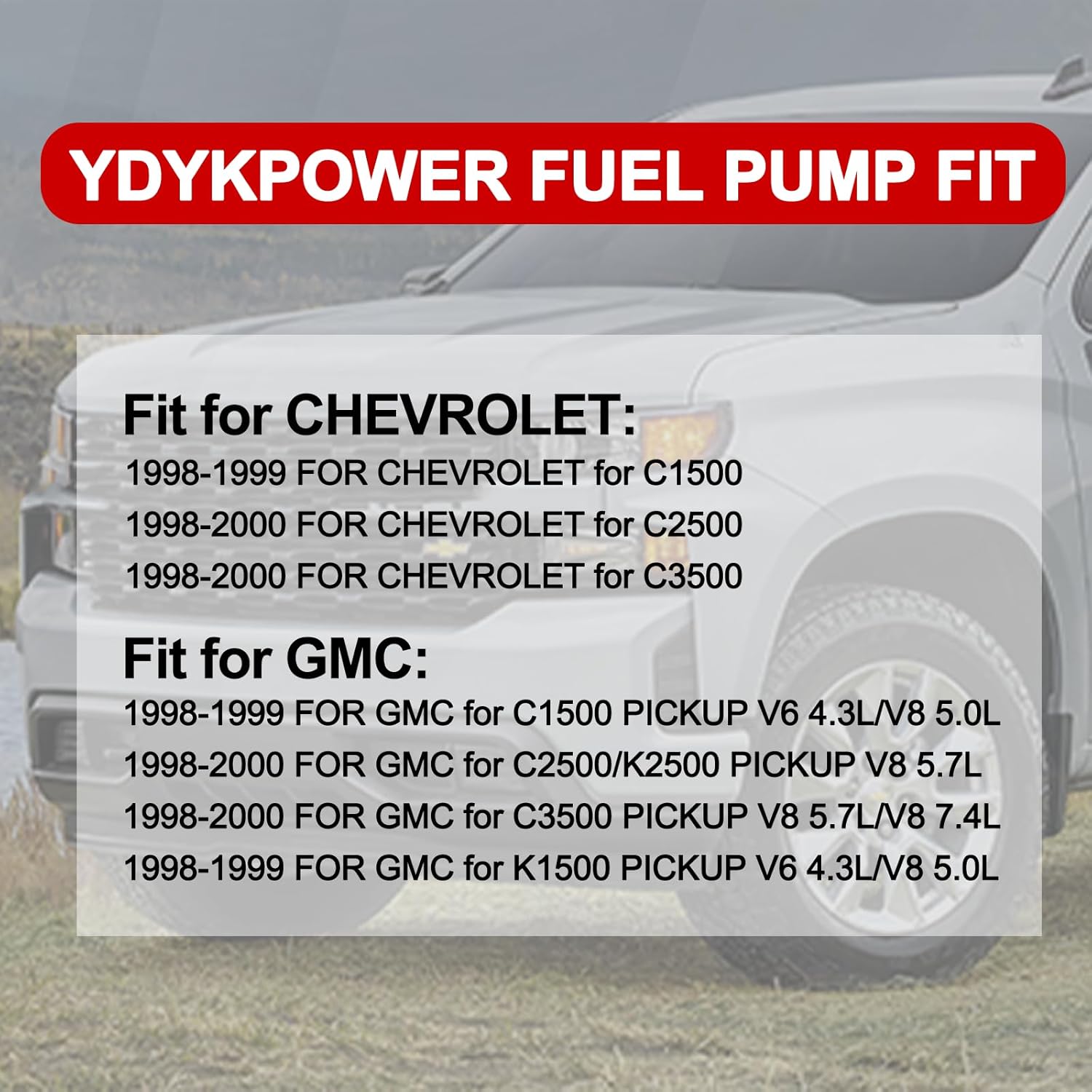 Fuel Pump Module Assembly Replacement Compatible with GMC Pickup Truck, Electric Feul Pump for Chevy 1997-2000 C/K 1500 2500 3500 Pickup 4.3L 5.0L 5.4L 7.4L - Replace E3947M GAM086 19177242