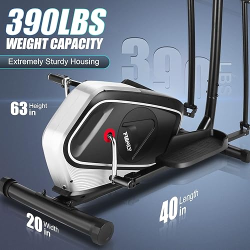 Miniatura 4 de FUNMILY Entrenadores elípticos eléctricos, máquina elíptica para uso doméstico, 16 niveles de resistencia, 13 programas de entrenamiento, agarres de