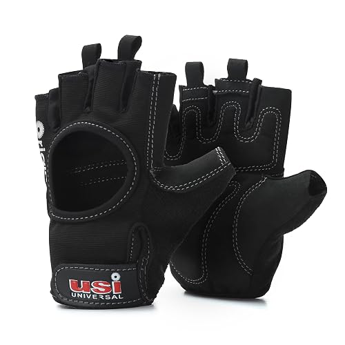 USI UNIVERSAL 733O Origin Fitness Gym Gloves for Men & Women, Workout Powerlifting Gloves, Microfiber, Padded Palm & Silicon Tab Closure Weight Lifting Gloves (Large, Black)
