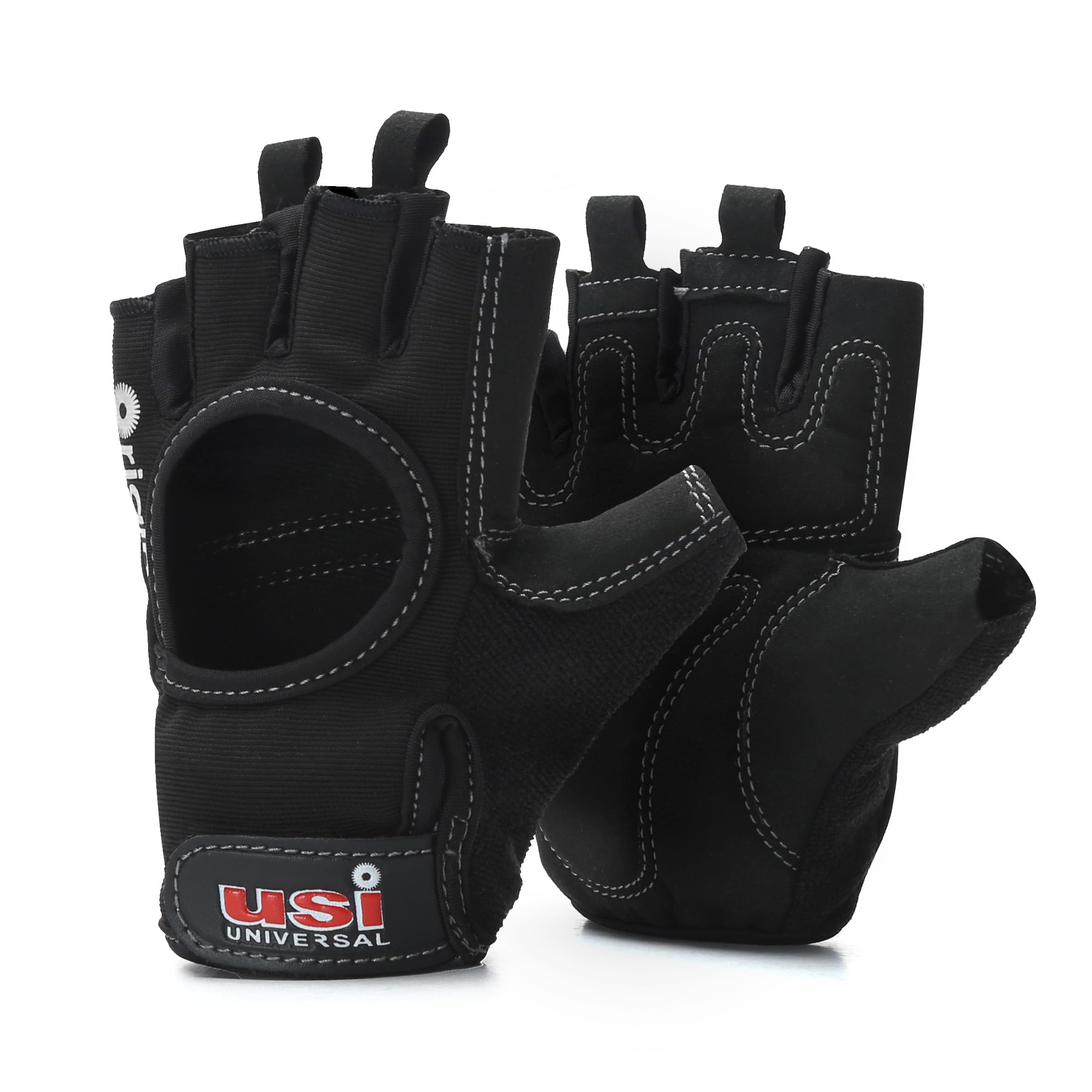 USI UNIVERSAL Gym Gloves, 733O Origin Fitness Gym Gloves for Men & Women, Workout Powerlifting Gloves, Microfiber, Padded Palm & Silicon Tab Closure Weight Lifting Gloves (Medium, Black)-picture-26