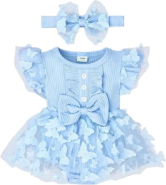Baby Girl Clothes Summer Girls Clothes Short Sleeves Lace Cute Romper Bodysuit Outfits Headband 0-18 Months