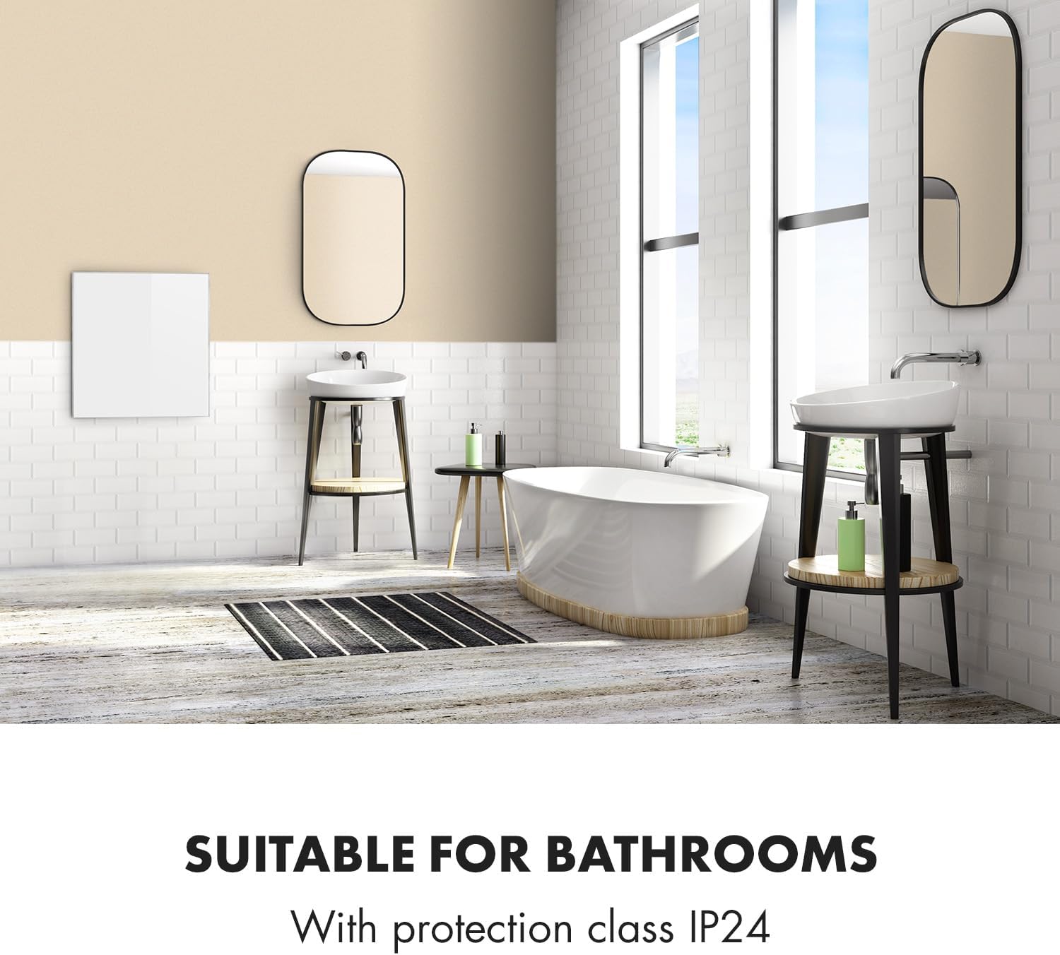 Infrared heater mounted in a bathroom