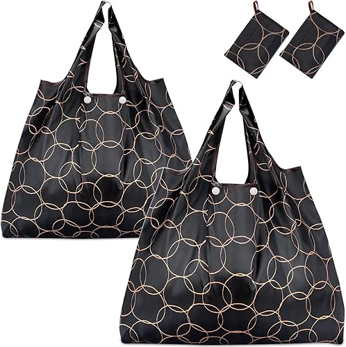 Vista 8 de KINGMAS Bolsas de comestibles reutilizables, bolsas de compras plegables ecológicas que cabe en el bolsillo, bolsas de nailon impermeables lavables