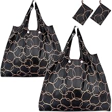 KINGMAS Reusable Grocery Bags, Eco-Friendly Folding Tote Shopping Bag fits in Pocket, Washable Waterproof Nylon Pouch Bags