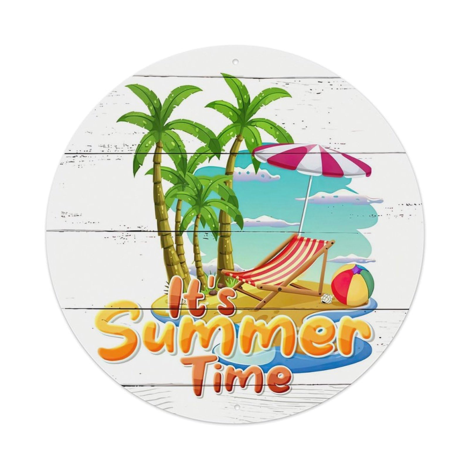 Palm Trees Beach Umbrella Chair Ball Tin Sign Metal Poster Vintage Metal Signs for Home Man Cave Bar Cafe Kitchen laundry room Wall Decorations Gift 8x8Inch