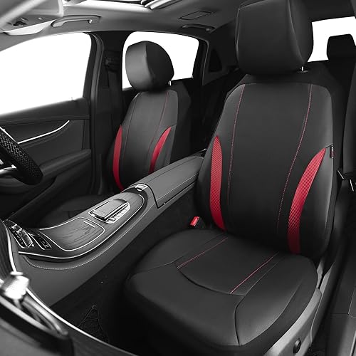 Miniatura 8 de CAR PASS Sporty - Fundas universales de cuero de fibra de carbono para asiento de automóvil, aptas para SUV, camionetas, sedanes, camiones,