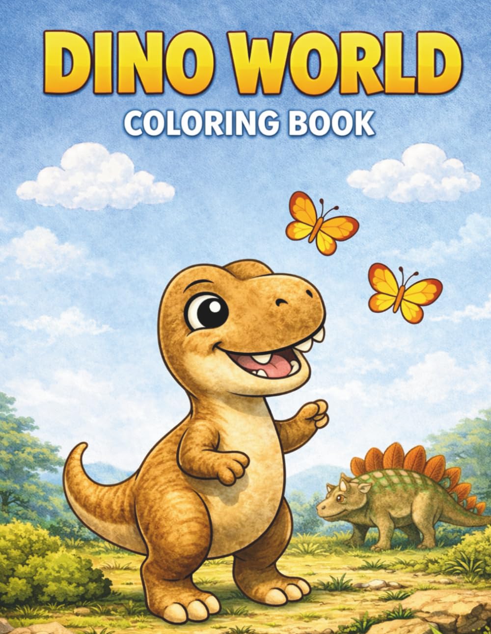 Dino World Coloring Book: Fun and Easy Dinosaur Coloring Pages for Kids Who Love Dinosaurs