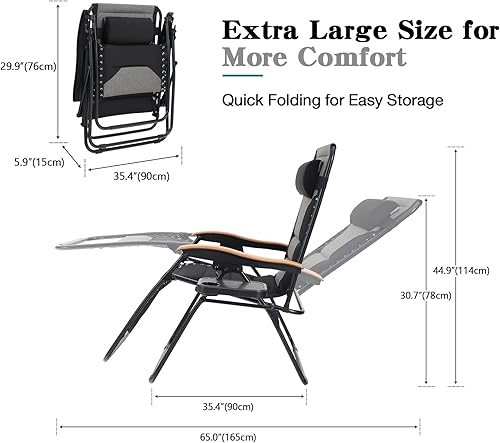Miniatura 3 de HERA'S HOUSE Sillón de gravedad cero acolchado tamaño XL con reposabrazos más anchos, reclinable ajustable con soporte para tazas, soporta 350