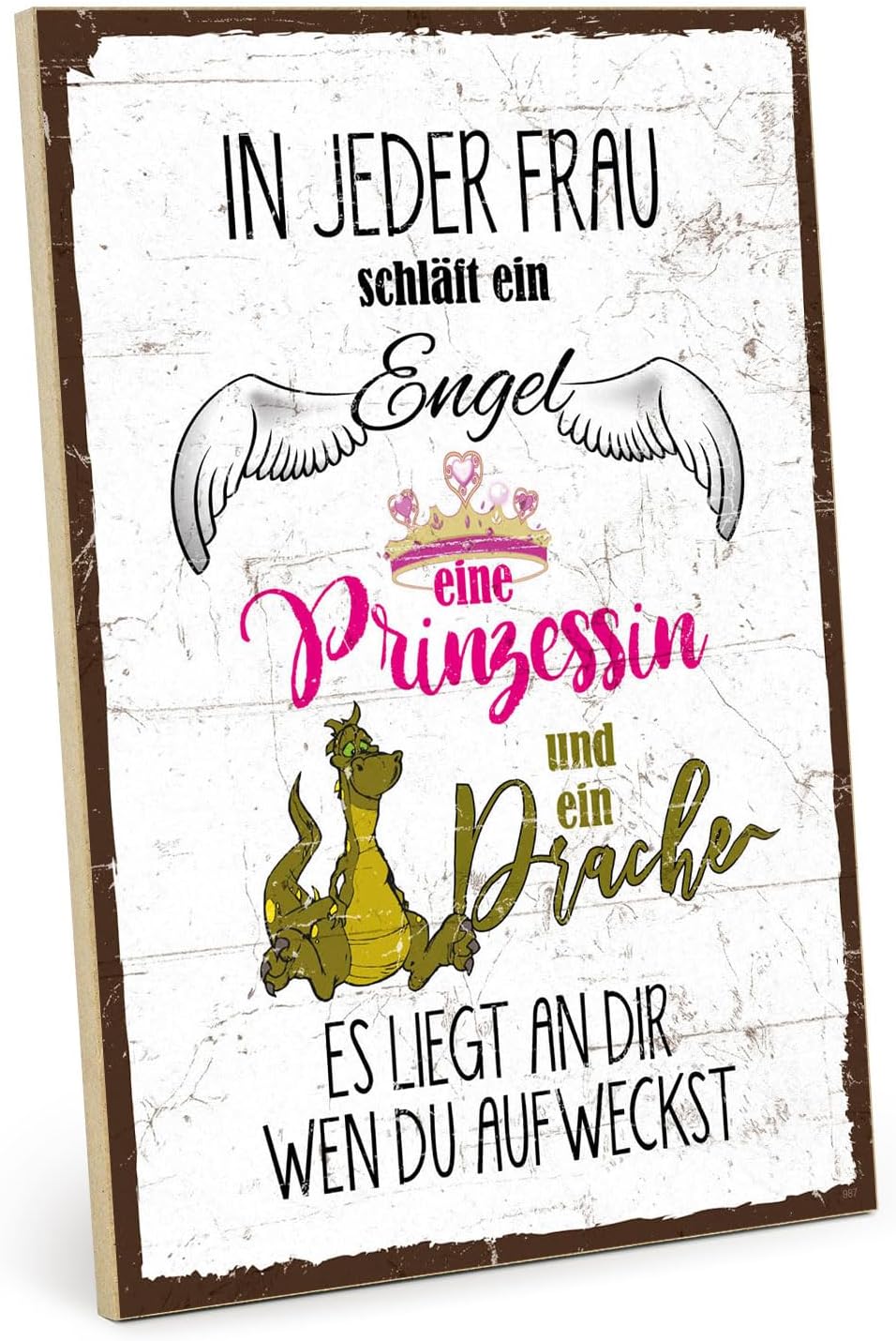 TypeStoff Holzschild mit Spruch WAHRE PRINZEN TÖTEN FÜR DICH KEINE