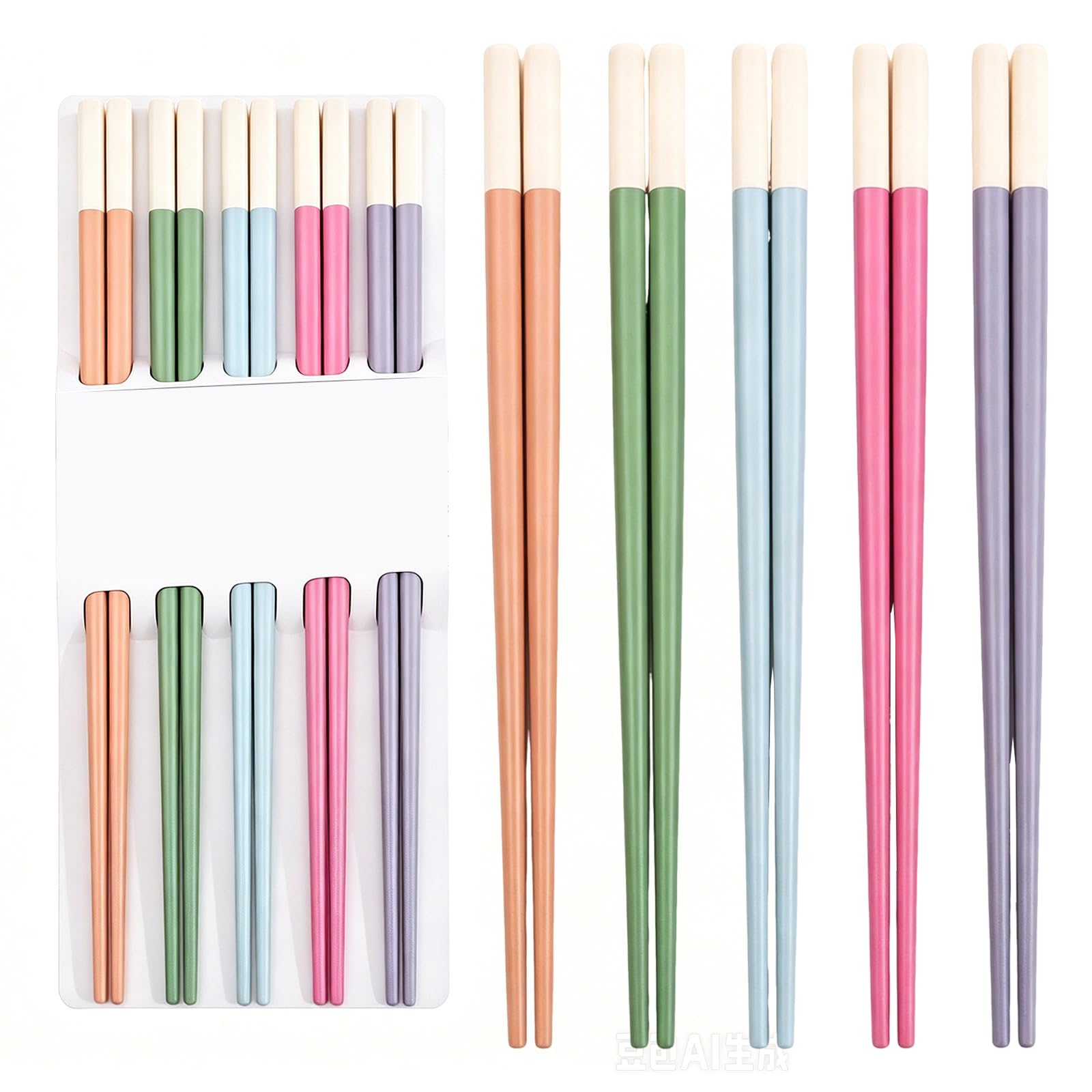 5 Pairs Fiberglass Chopsticks-Reusable Chopsticks Dishwasher Safe, 9.63 inch/24.3cm Matte Non-Slip Family/ Hotel/ Restaurant Chop Sticks, Chinese/Japanese Chop Sticks (FX2401C)