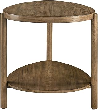 Teardrop Two-Tier End Table with Storage Open Shelf, Narrow Side Table with Leg, Farmhouse Style of Beside Table Living Room, Natural, BZ-T777-LT