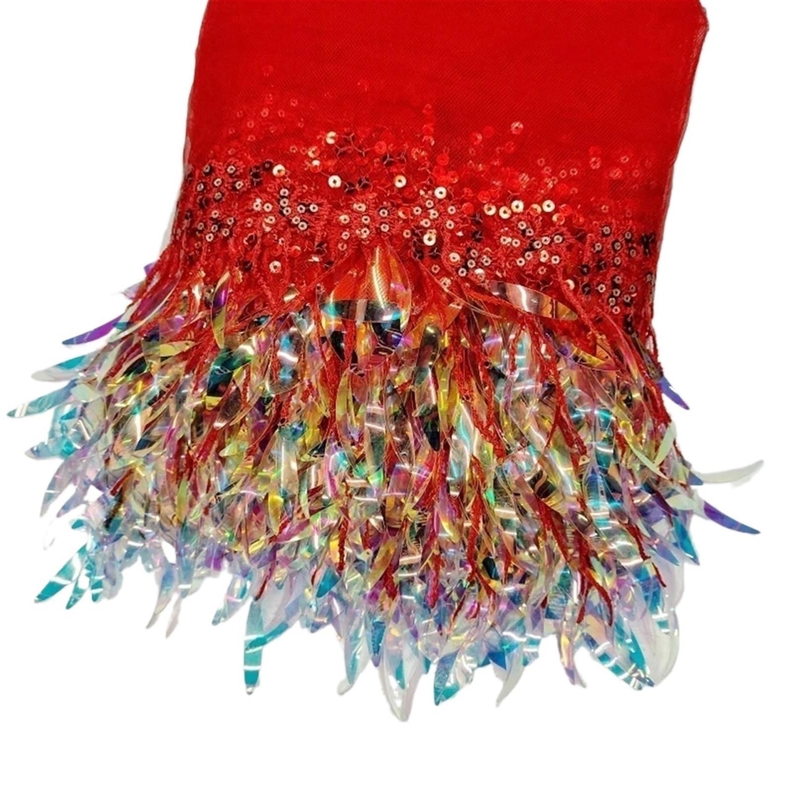 XPJYUA Tassels 2-4Yards 15cm Sequins Tassel Lace Fringe for Sewing Mesh Lace Trims Wedding Dress Fabric Clothes Ribbons DIY Clothing Accessories(Red,15cm-4Yards)