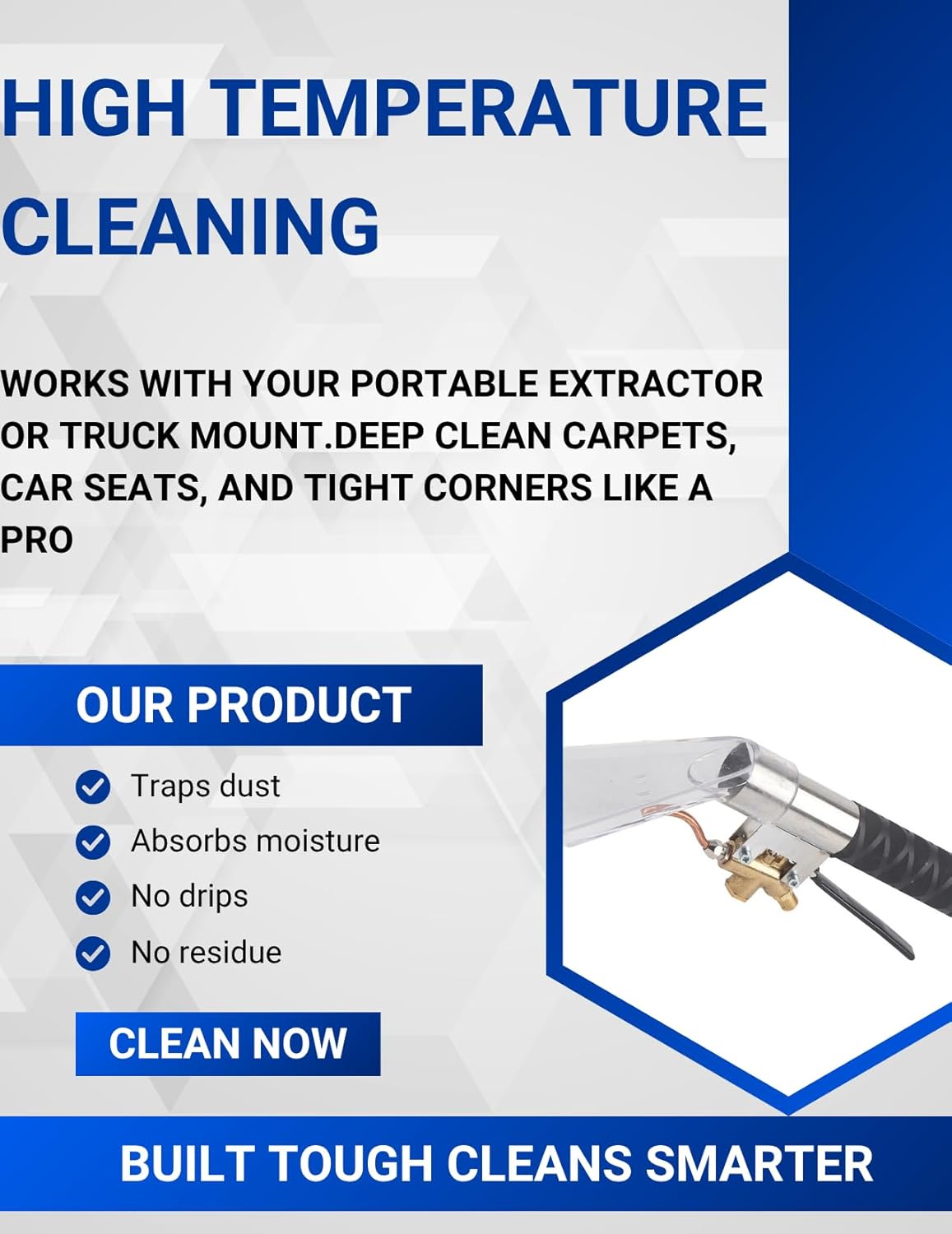 High-Temperature Steam Carpet Extractor,Clear Head Shop Vac Attachment for Upholstery and Auto Carpet Stain Removal