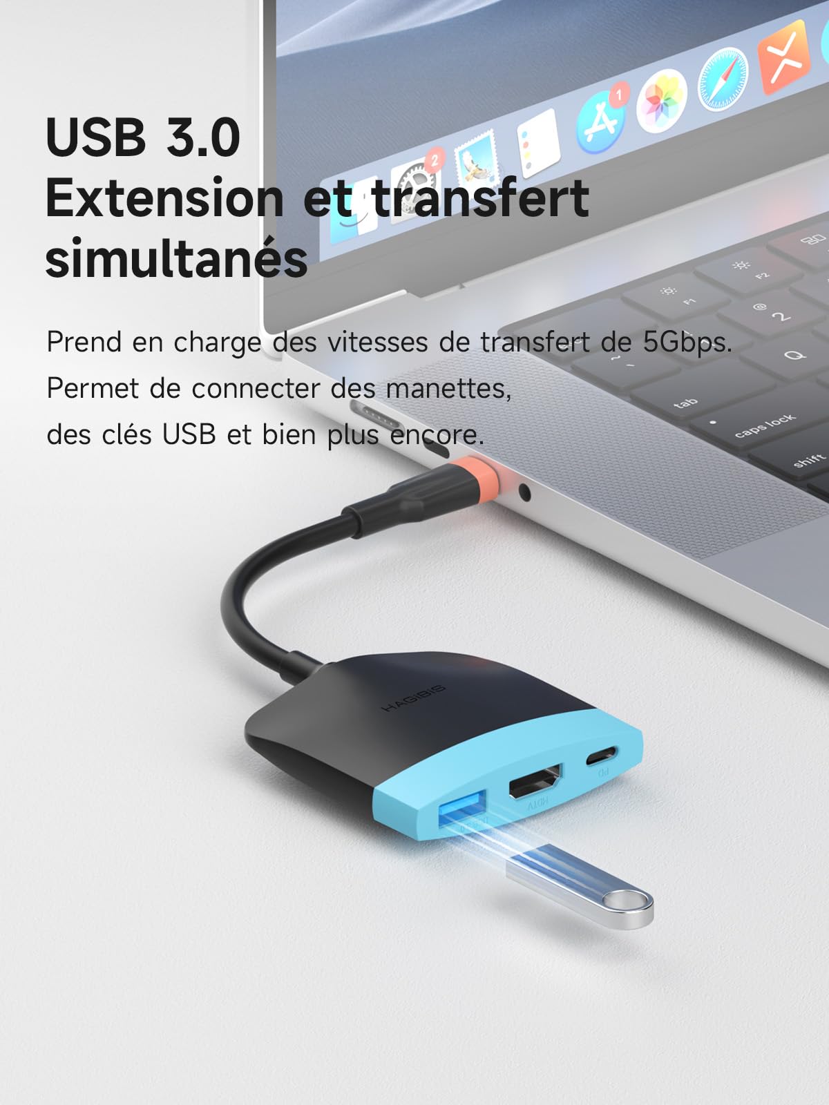 Hagibis Dock Switch2 pour Switch 1/2/OLED, Station d’Accueil TV Portable avec Charge, Dock avec HDMI et Port USB 3.0, Base de Remplacement, Adaptateur USB-C vers HDMI pour MacBook Pro/Air