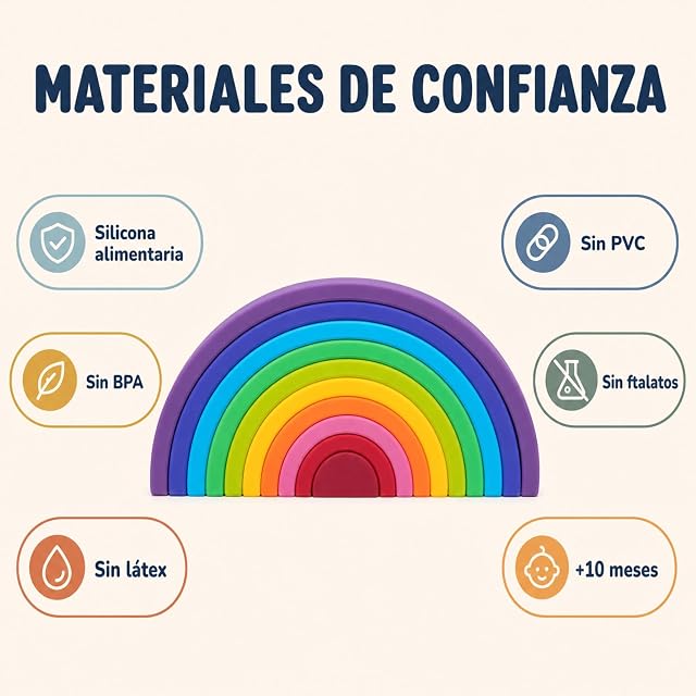 Foto 7 de 8 de Weibo - Arcoíris de Silicona Alimentaria - Juguete Sensorial Montessori