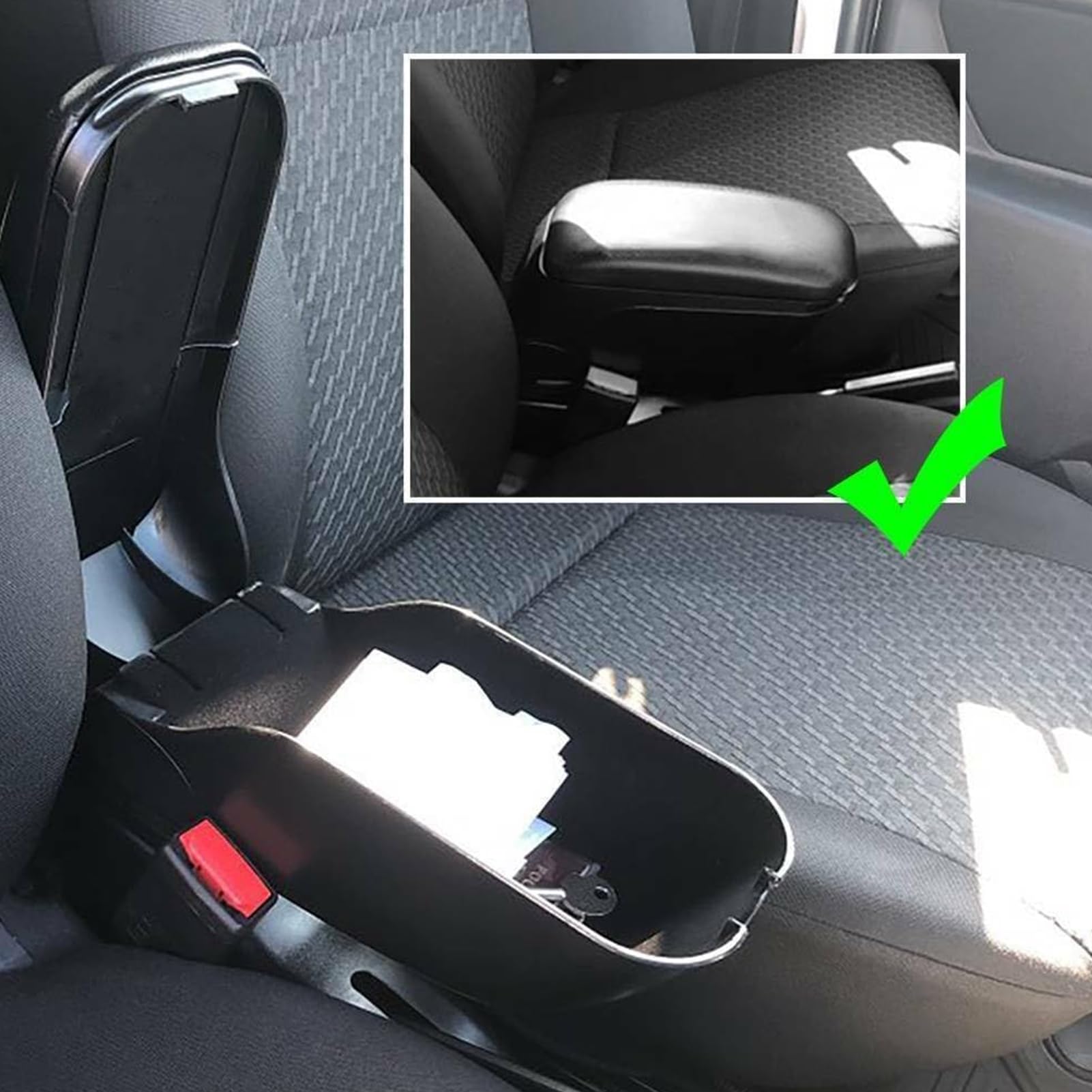 Portaoggetti per Bracciolo Auto Regolabile in Altezza con Rotazione e | Cuscinetto Pelle Bracciolo Veicolo per Interni Auto, Console Centrale, Veicoli, Camion e