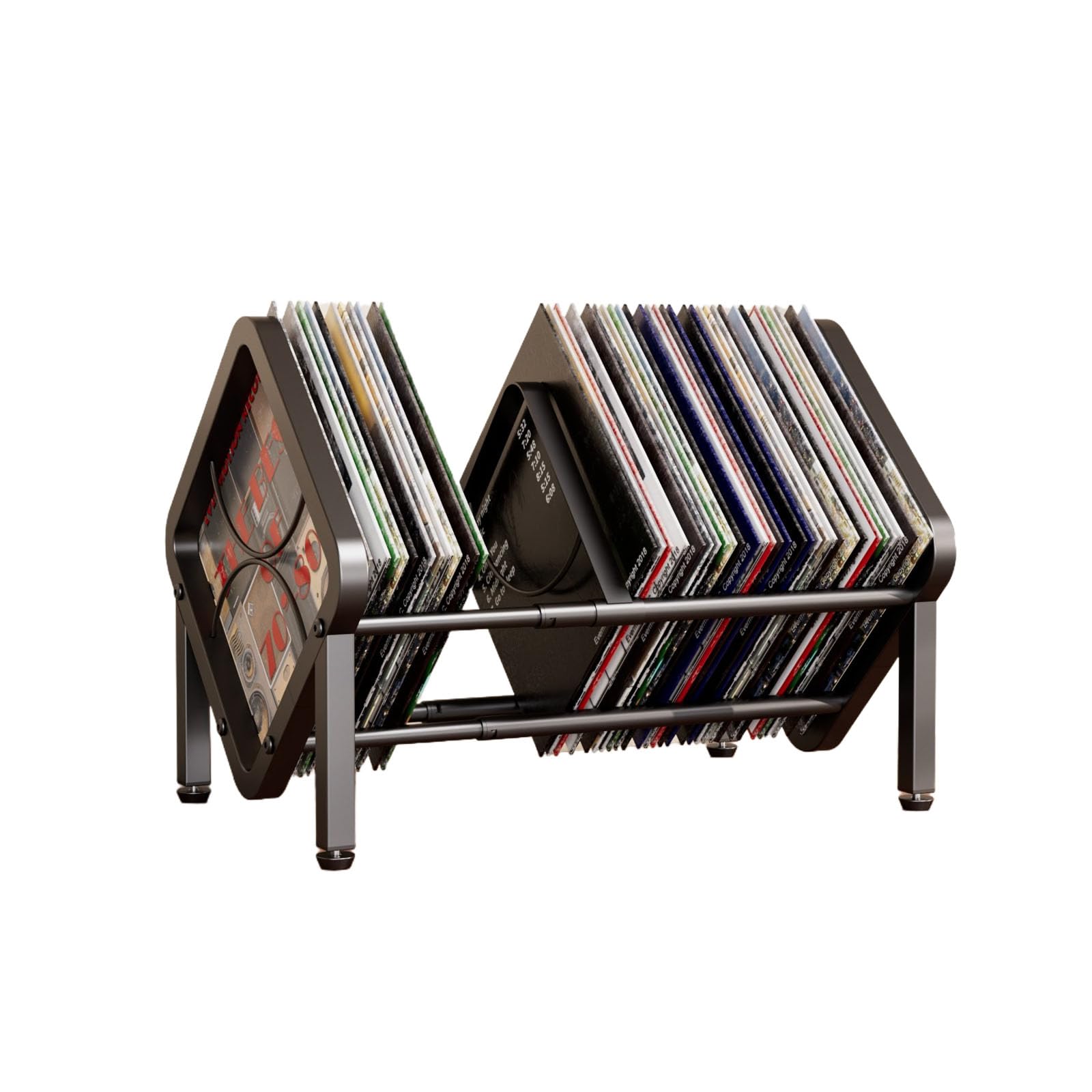 Bepuo Vinyl Record Storage,80-100 LP Scalable Vinyl Record Holder,Retro Style Organizer,Metal Album Storage Rack for Magazine,Files,Book,Albums &