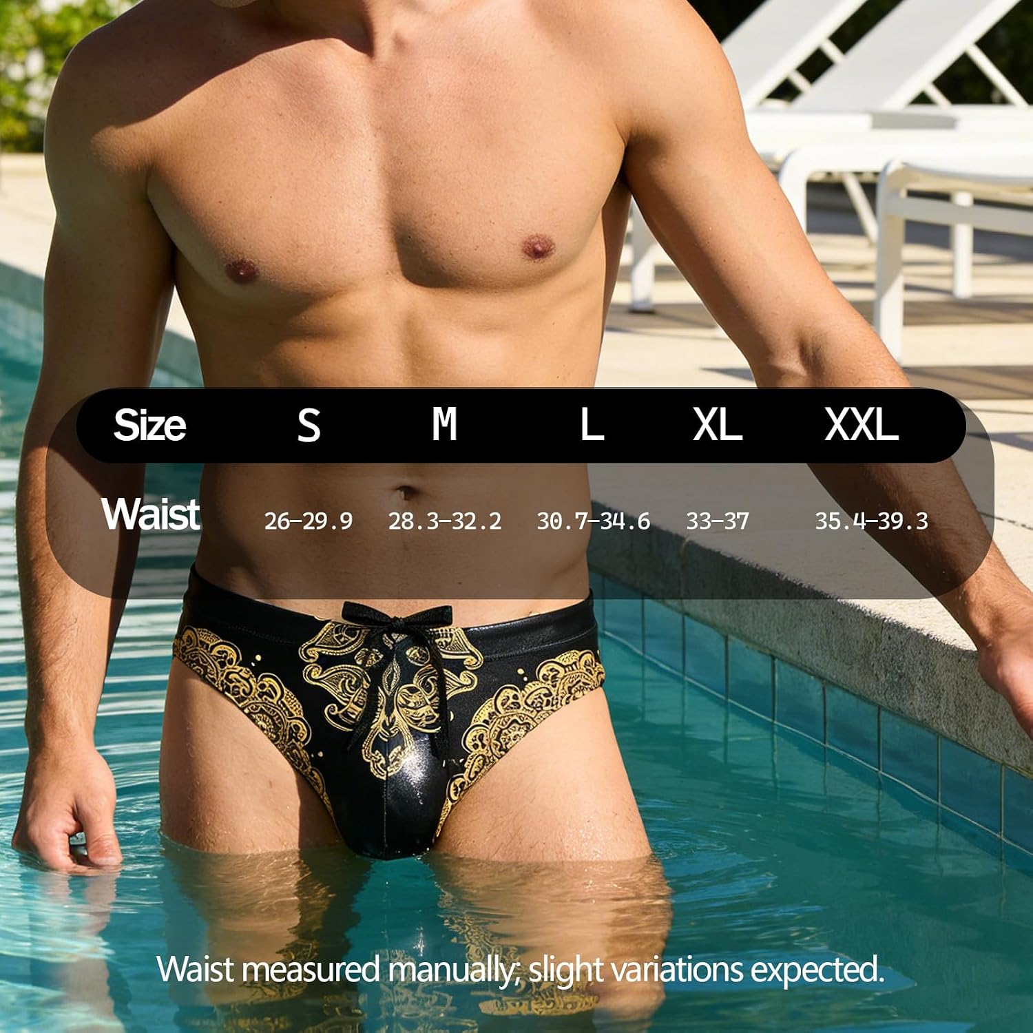 Mens Quick Dry Thong Swimsuit with Pouch Low Rise Drawstring Swim Bikini Briefs for Beach Pool Resort