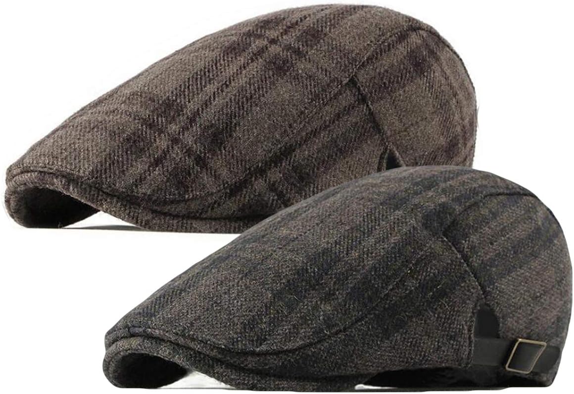 2 Pack Men's Cotton Flat Cap Ivy Gatsby Newsboy Hat