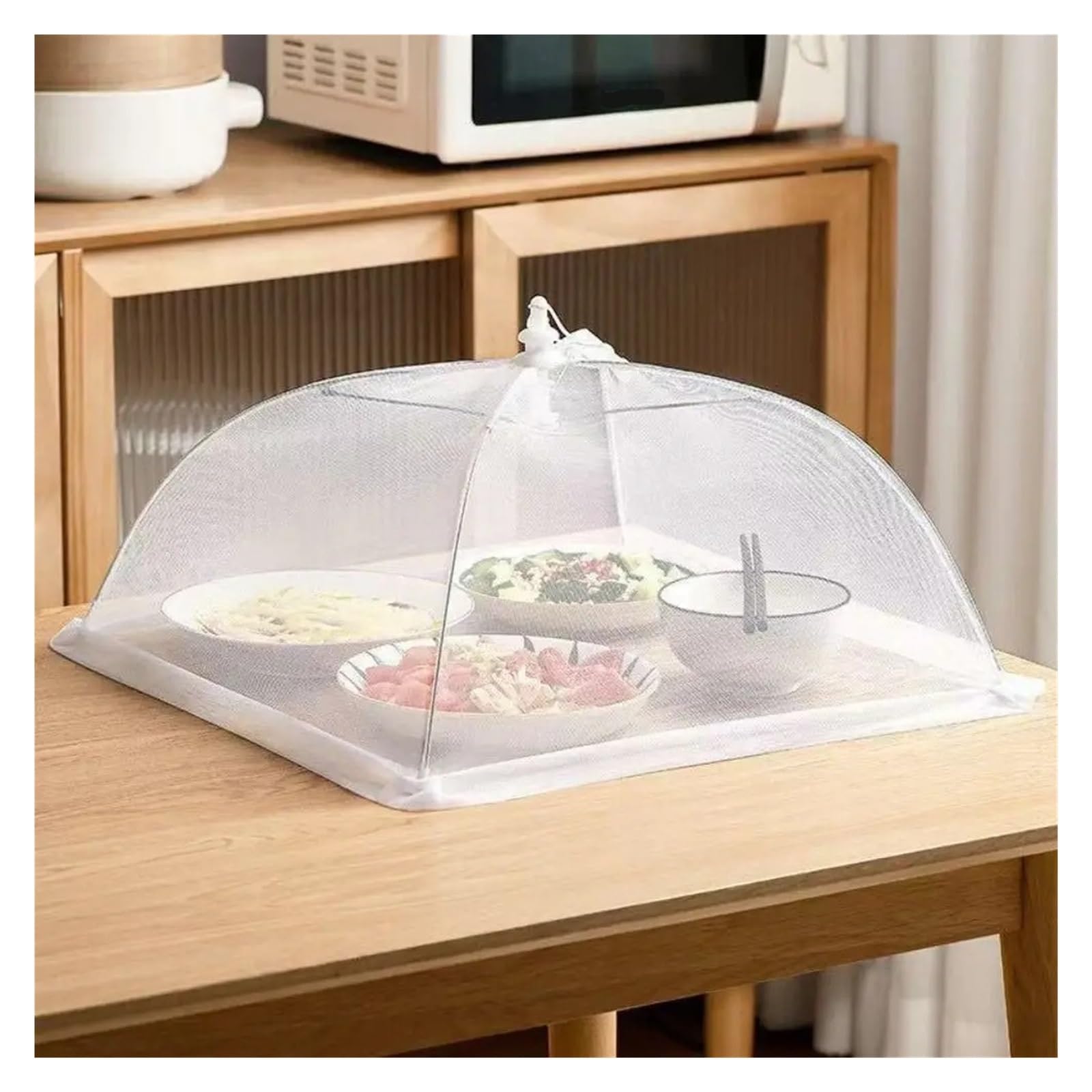 Netzabdeckung für Lebensmittel, Lebensmittelabdeckung, Netzstoff, faltbar, atmungsaktiv, for Esstisch, Fliegen, Mücken, mehrere Größen(60x60cm)