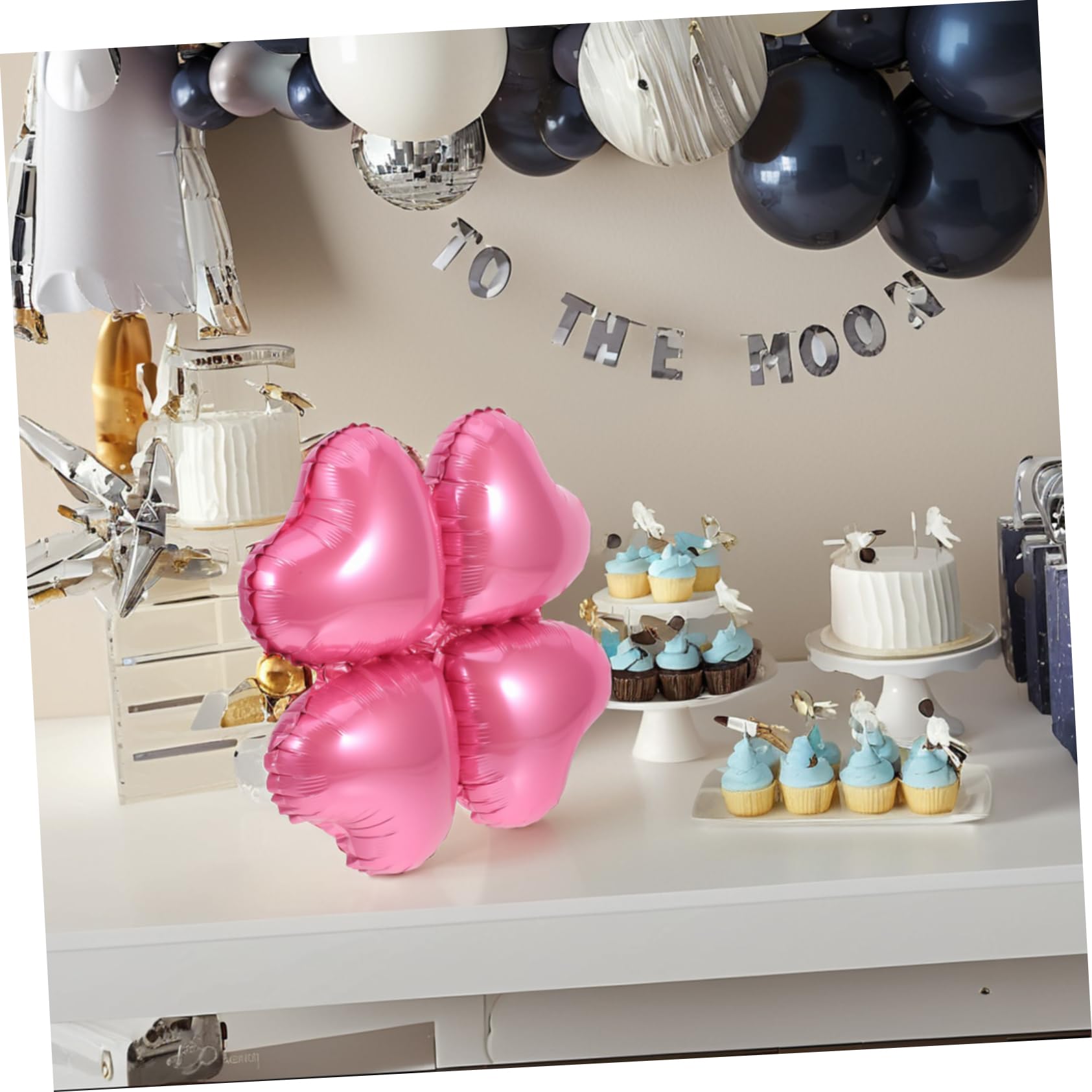 50piezas Globos De Aluminio Corazón Globos Decorativos Para San Valentín Fiesta De Cumpleaños Decorativo De Corazón