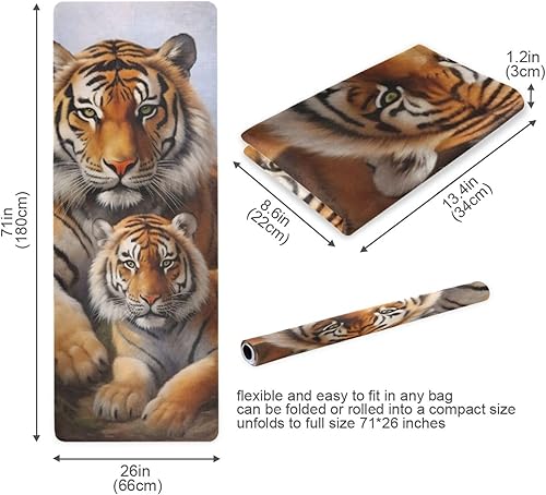Miniatura 5 de Kigai Tiger on Grass - Tapete de yoga antideslizante  Esterilla plegable de viaje con bolsa de almacenamiento para todo tipo de yoga, pilates y