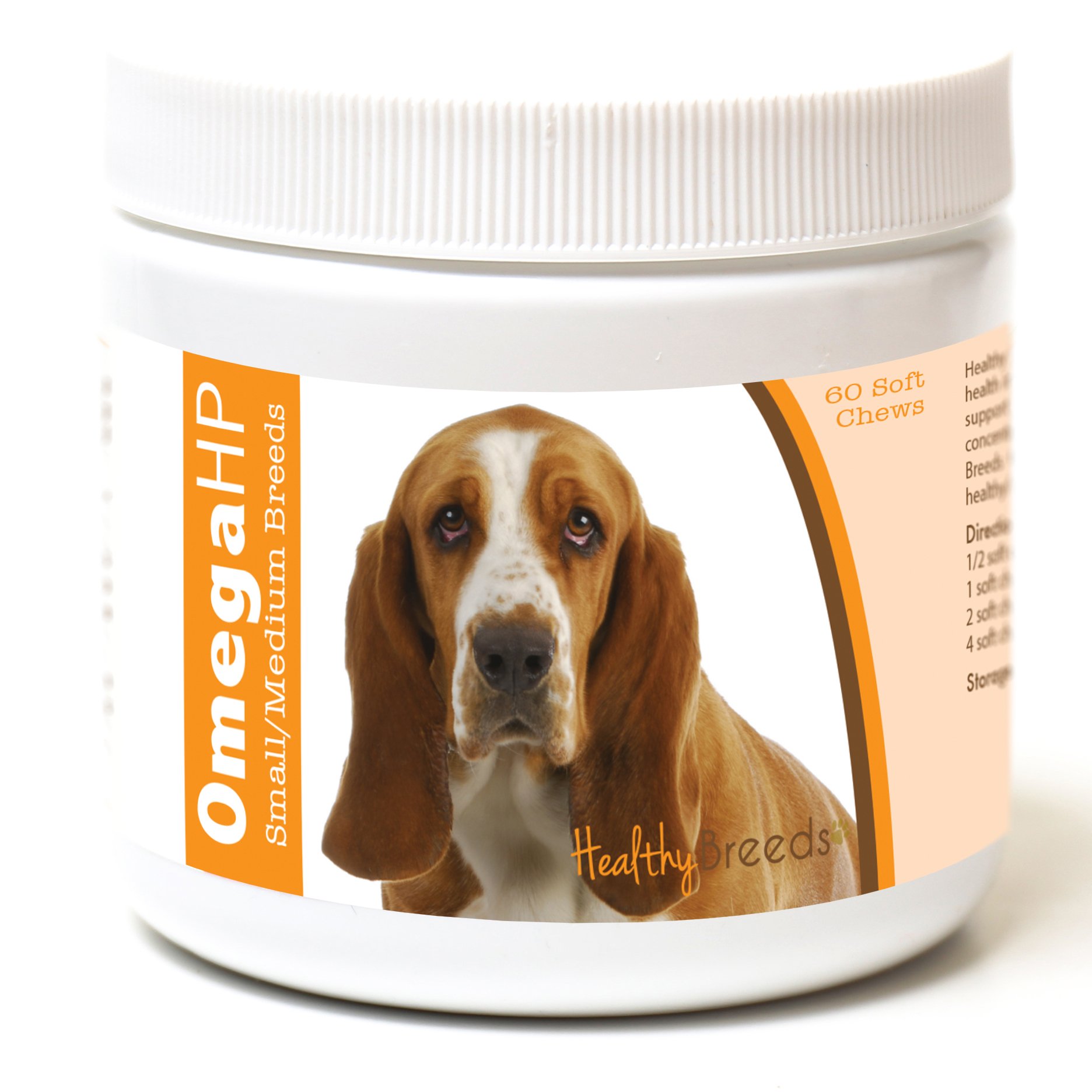 Healthy Breeds Basset Hound Omega HP Fatty Acid Skin and Coat Support Soft Chews 60 Count