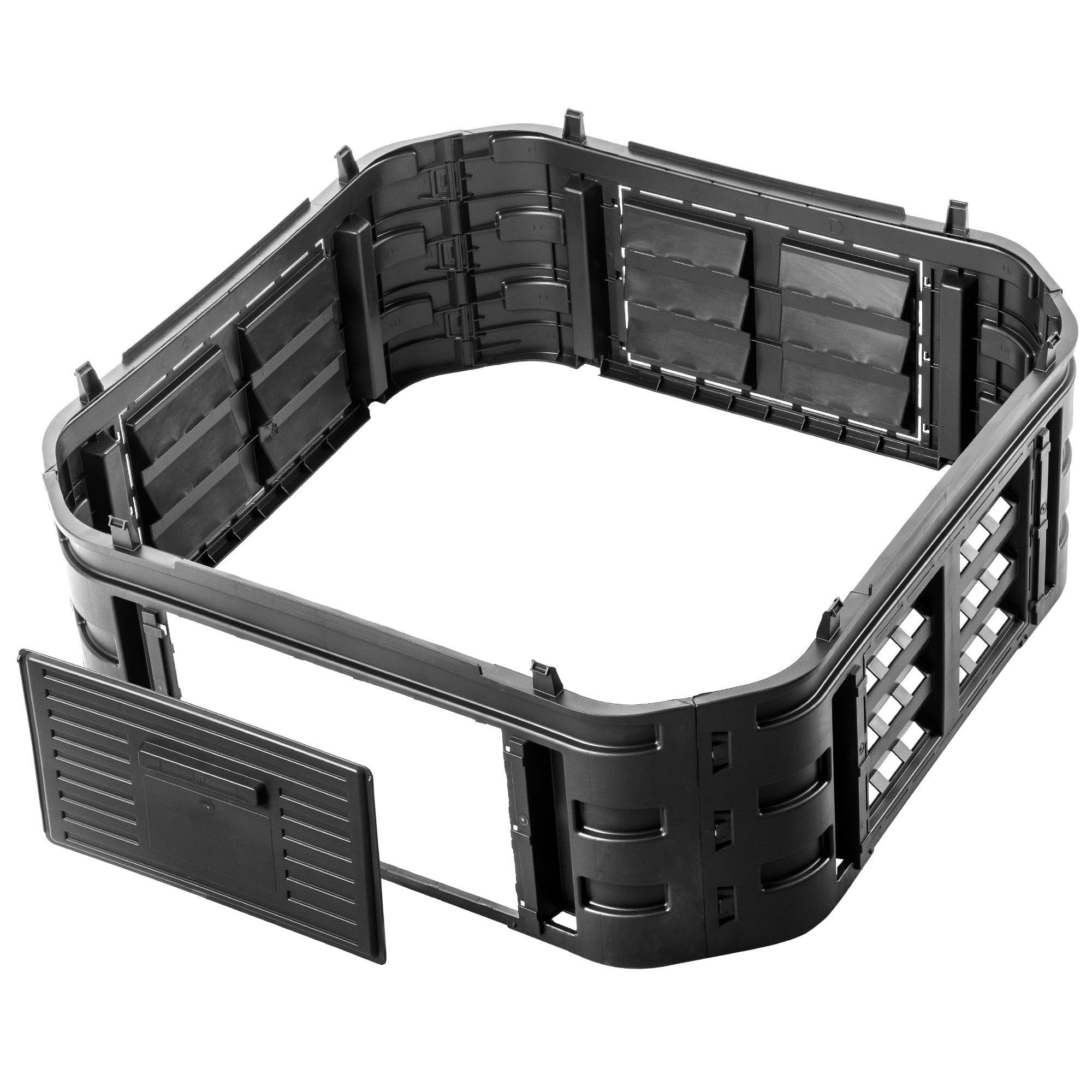 KADAX Module d'extension pour composter de jardin, système de compostage en plastique, module de compost de jardin résistant aux intempéries avec gouttières, module avec porte (260L)