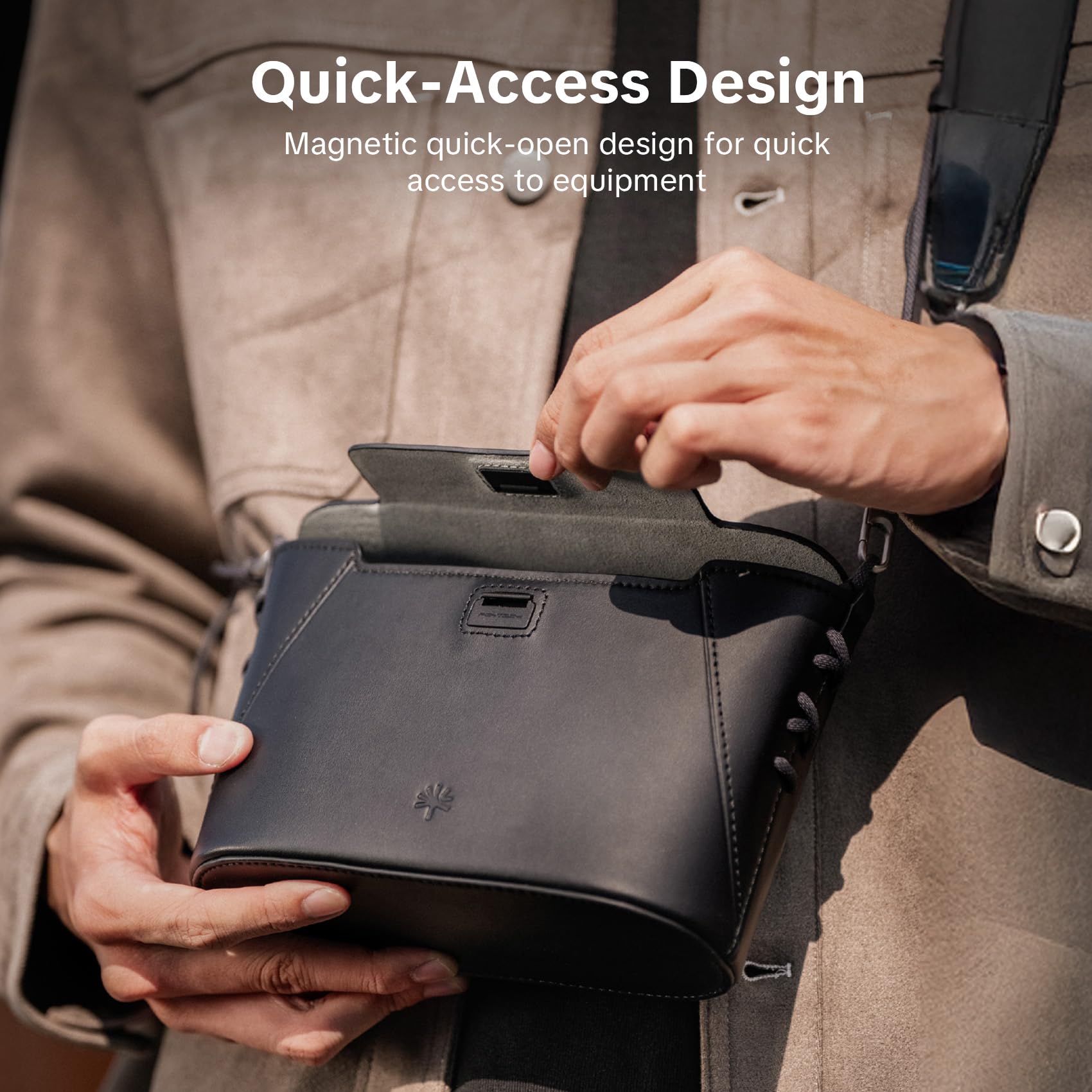 PGYTECH OneGo Klasyczna Torba na Telefon, Retro Etui na Aparat z Mikrofibry z Zapięciem Magnetycznym, do Fujifilm X100/Sony ZV-1/Grip