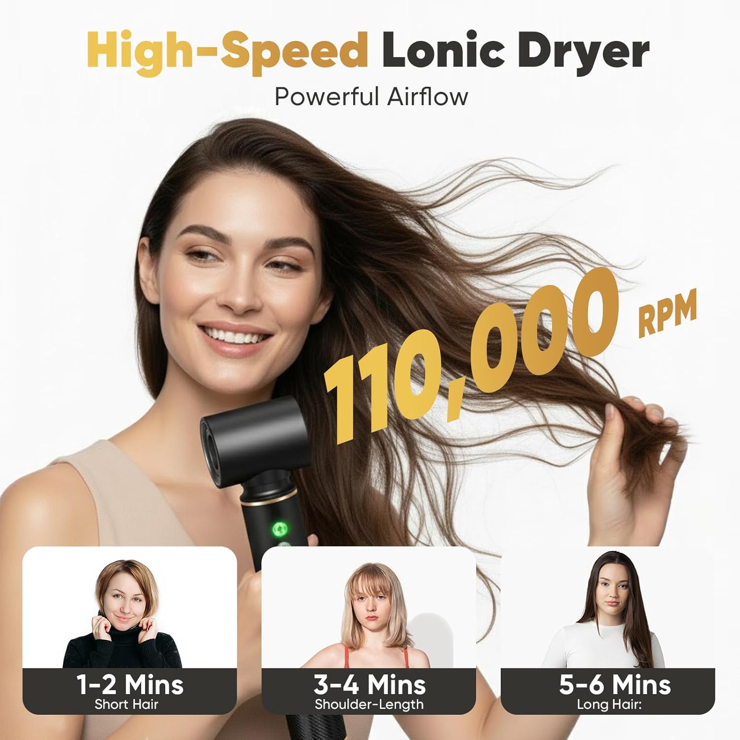 5-in-1 Hair Styler & Dryer, 110,000 RPM Ionic, Auto-Wrap Curling Barrels (L/R), Oval Volumizer & Straightening Brush, 3 Heat/3 Speed, Quick-Lock - Image 6