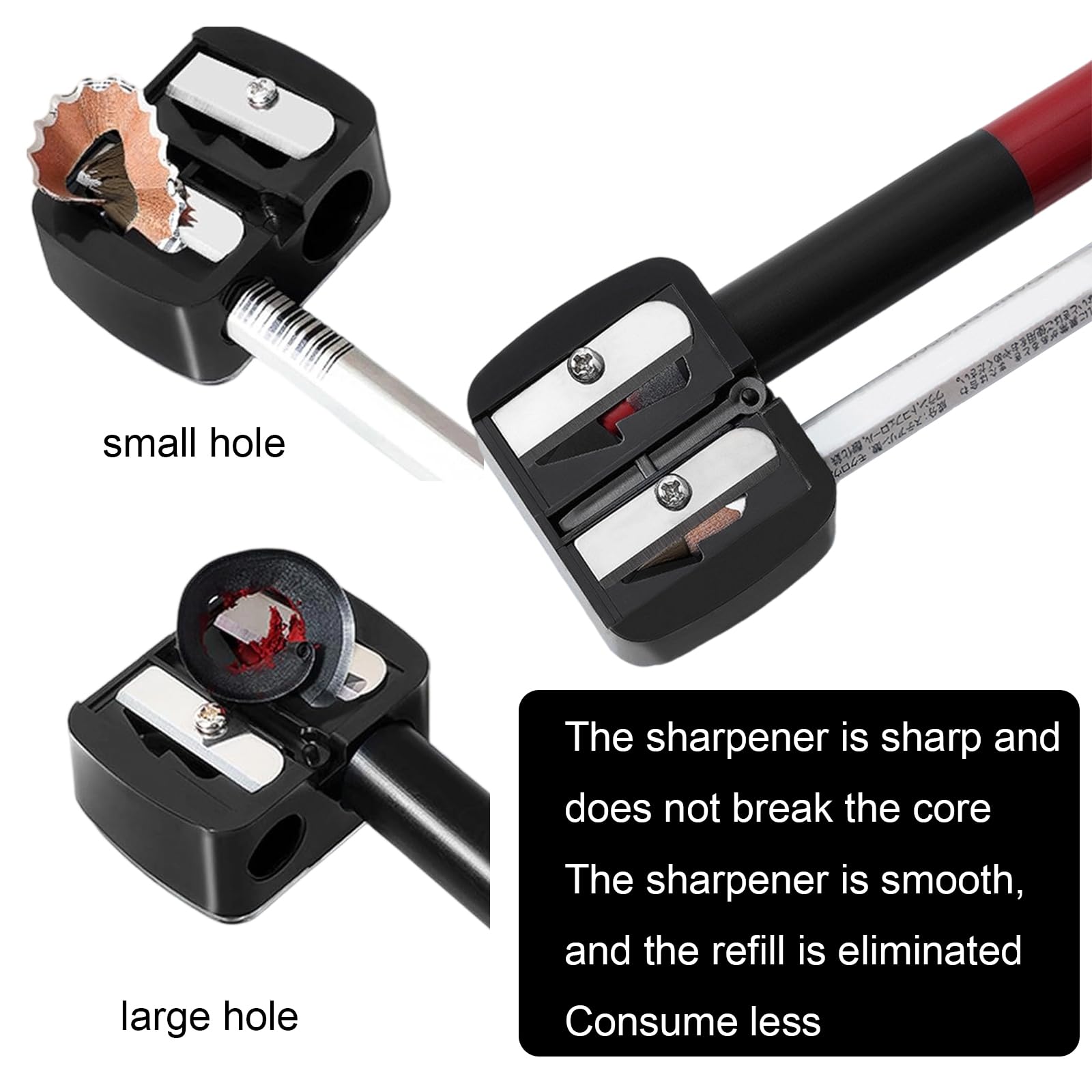 2 Pezzi Temperamatite di Bellezza, Temperino Matita Occhi, Adatto per Eyeliner, Matita per Sopracciglia, Facile da Trasportare (Nero)