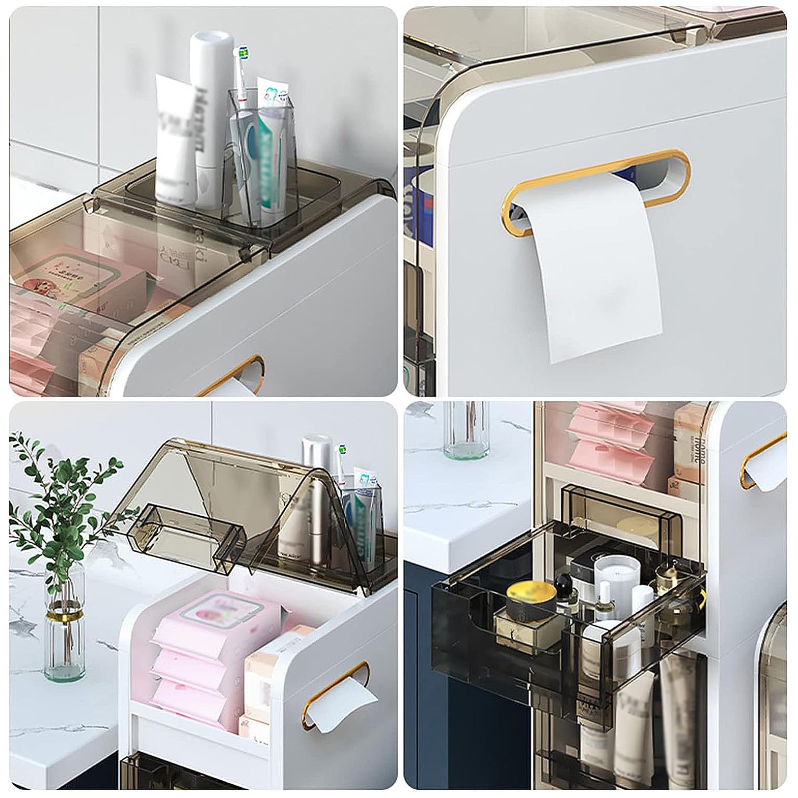 Cajones de almacenamiento apilables con ruedas, gabinete de piso de esquina Vertical, carrito de almacenamiento Estrecho y Delgado de 2/3/4 niveles para cocina, baño pequ