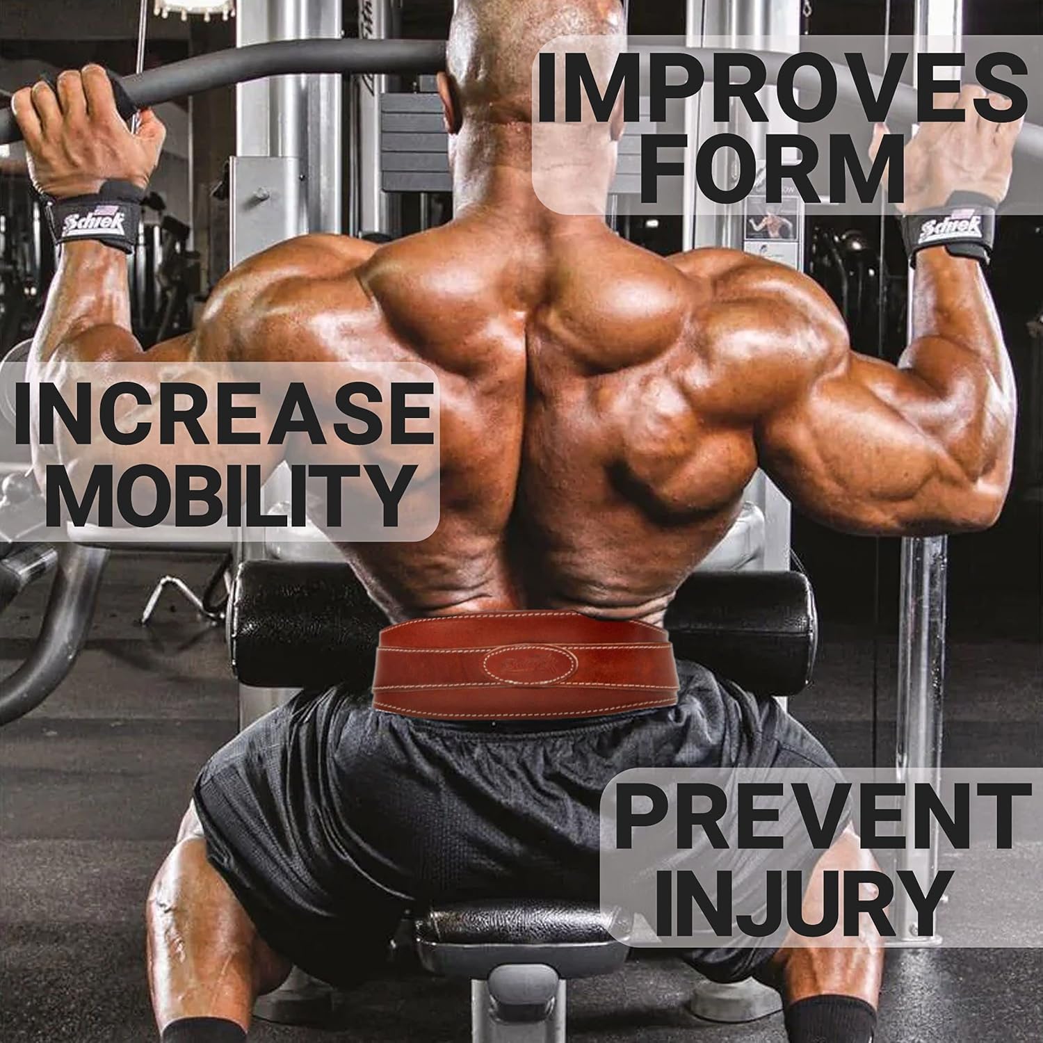 Schiek Sports 2004 Leather 4 3/4" Weight Lifting Belt - Comfortable Weightlifting Belt