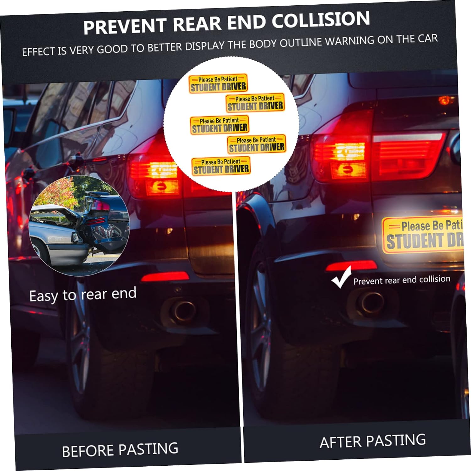 5pcs New Driver Magnetic Reflective Car Sign Bumper Sticker for Cars and Trucks for Novice Drivers and Learner Permit Holders