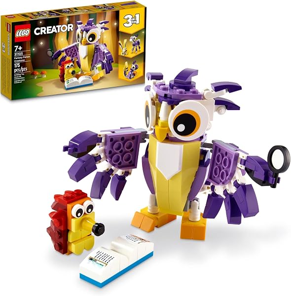 LEGO Creator 3 in 1 Fantasy Forest Creatures, Woodland Animal Toys Set Transforms from Rabbit to Owl to Squirrel Figures