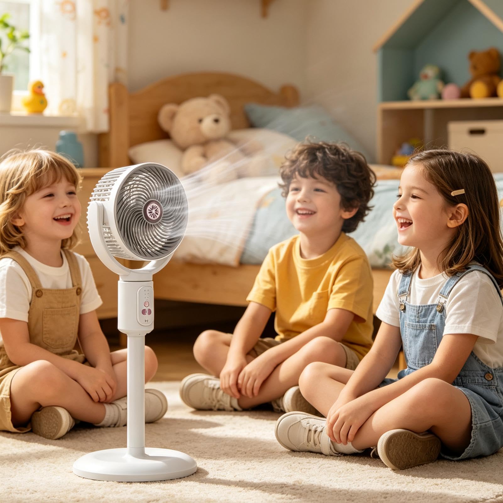 Ventilador Vertical,Soplador 5 Velocidades Con Temporizador,Torre Oscilante Recargable USB-C Altura Ajustable para Dormitorio | Para Hogar, Oficina, Cocina, Salón Y Apartamento
