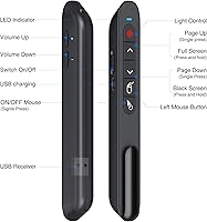 Vista 8 de DINOSTRIKE Presentador inalámbrico remoto con control de mouse de aire, USB recargable A y C Presentación Clicker Puntero PPT RF 2.4GhZ PowerPoint