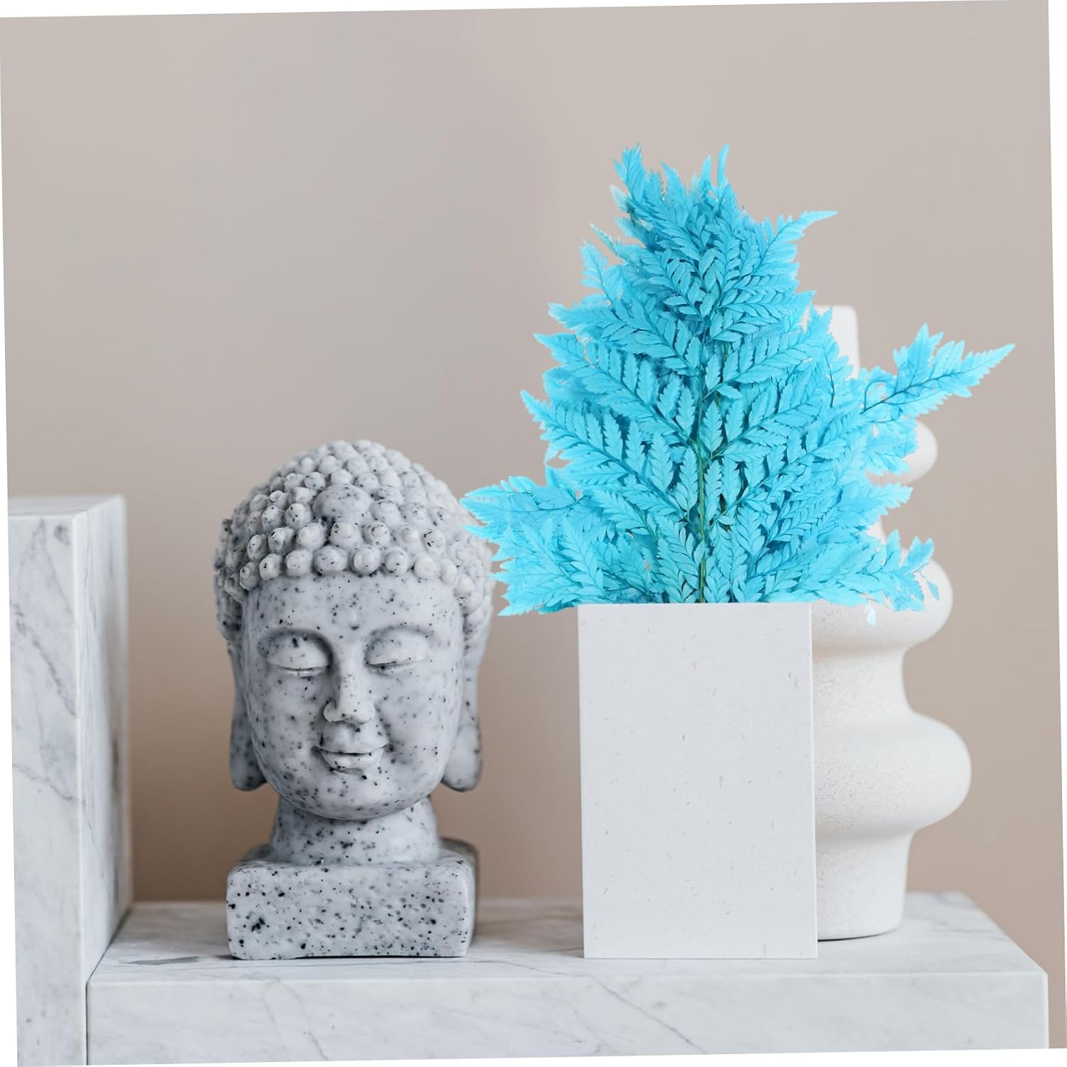 Decorative Ferns Dried Plant Decor, Blue-Toned Leaf Bundle for Office image 5
